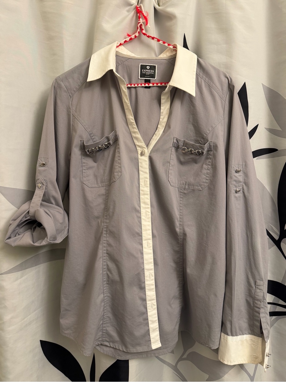 Express Two-Tone Button Shirt and metallic accents